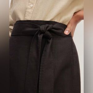 Everlane Linen Wrap Skirt Black 4 New
